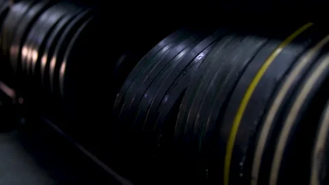Dumbbell disks, also called plates or weight discs, are the circular weights Video stock 308814412