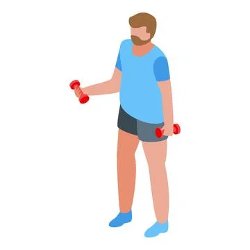 Dumbbell exercise personal trainer icon, isometric style Stock Illustration