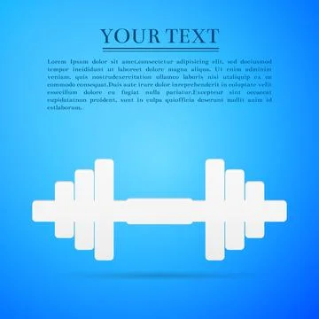 Dumbbell flat icon on blue background. Vector Illustration Stock Illustration