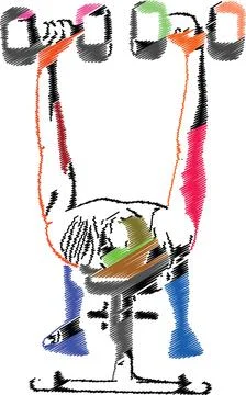 Dumbbell Fly Exercise Sketch, Strength Training Illustration Stock Illustration
