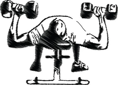 Dumbbell Fly Exercise Sketch, Strength Training Illustration Illustrazione stock