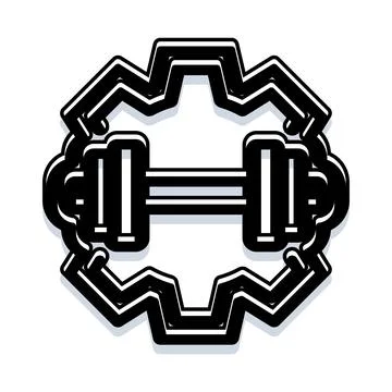 Dumbbell gear inside a cog wheel icon Иллюстрация