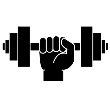 Dumbbell in hand. Icon Stock Illustration
