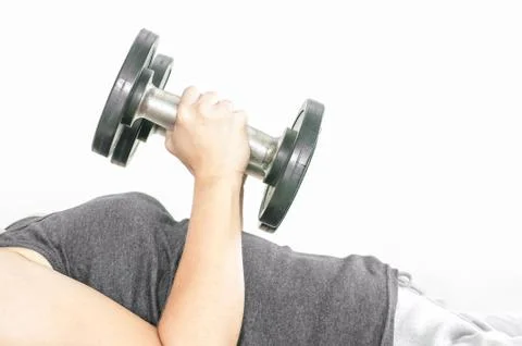 Dumbbell in hand Stock Photos