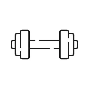 Dumbbell icon in flat outline stroke style. Gym equipment vector illustrati.. Stock Illustration