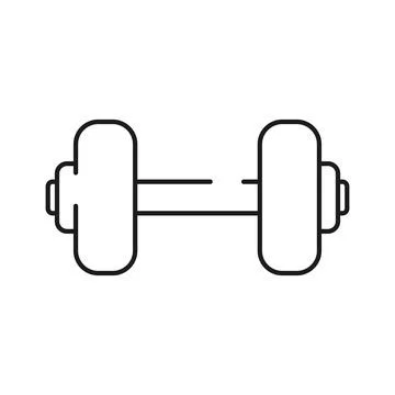 Dumbbell icon in flat outline stroke style. Gym equipment vector illustrati.. Stock Illustration