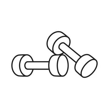 Dumbbell icon in flat outline stroke style. Gym equipment vector illustrati.. Stock Illustration