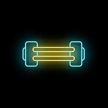 Dumbbell icon with glowing neon effect Stock Illustration