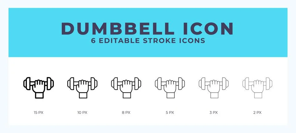 Dumbbell icon set with different stroke. Vector illustration with editable .. Stock Illustration