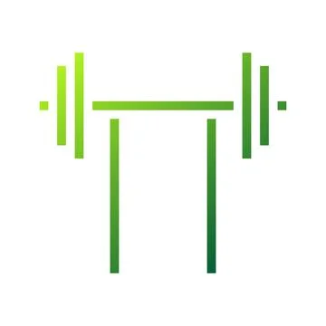 Dumbbell icon solid gradient green sport symbol illustration. Stock Illustration