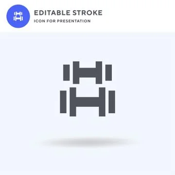 Dumbbell icon vector, filled flat sign, solid pictogram isolated on white, logo Illustrazione stock