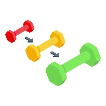 Dumbbell level skill icon isometric vector. Goal increase Stock Illustration