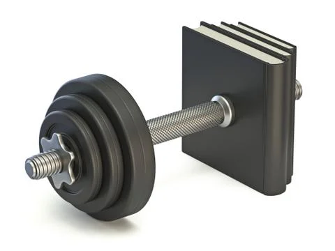 Dumbbell made from stack of books 3D Stock Illustration