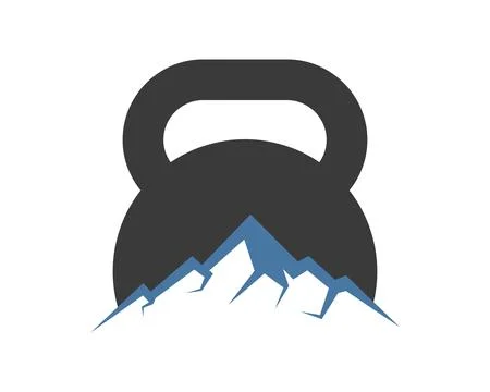 A dumbbell with mountain inside Stock Illustration