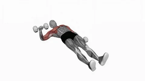 Dumbbell One Arm Floor Press fitness exercise workout animation male muscle high 動画素材 243986104