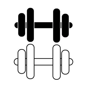 Dumbbell or dumbells weight training equipment flat vector icon for exercis.. Illustrazione stock