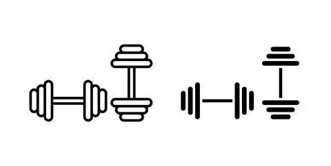 Dumbbell pair icon in black and white. vector icon pack for websites Ilustração Stock
