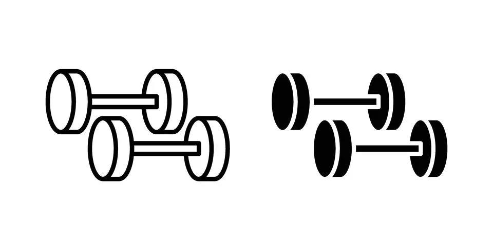 Dumbbell pair icon black vector isolated on white Ilustração Stock