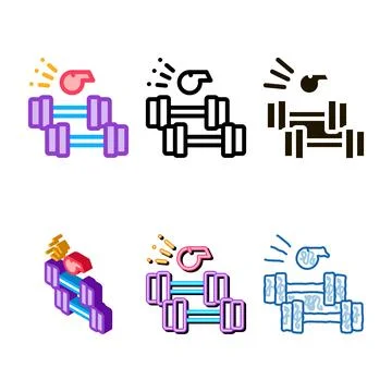 Dumbbell pull under whistle variations of coach icon vector outline Stock Illustration