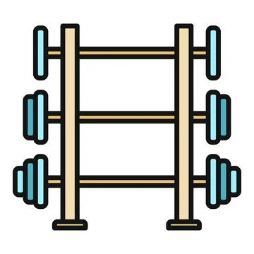 Dumbbell rack holding various weights for fitness Stock Illustration