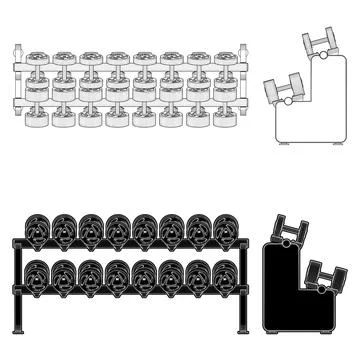 Dumbbell Rack Horizontal Vector. 스톡 일러스트