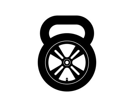 Dumbbell shape with tire inside Stock Illustration