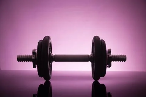 Dumbbell on a shiny surface Stock Photos