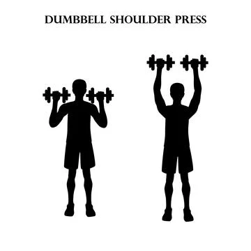Dumbbell shoulder press workout exercise vector illustration silhouette 스톡 일러스트