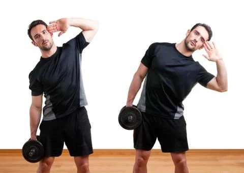 Dumbbell side bend Stock Photos