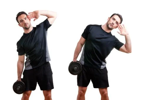 Dumbbell side bend Stock Photos