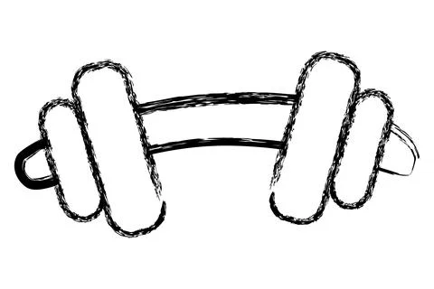 Dumbbell, simple vector hand draw sketch Stock Illustration