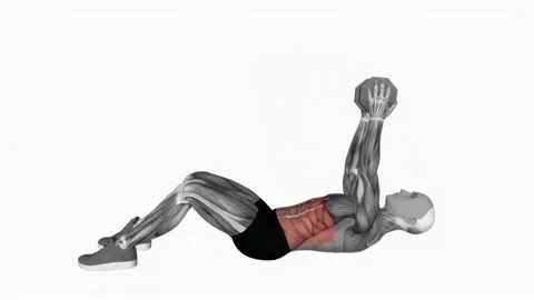 Dumbbell Straight Arm Twisting Sit-up fitness exercise workout animation video m Video stock 229459245