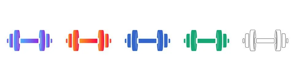 Dumbbell Strength Training Icon Set Stock Illustration
