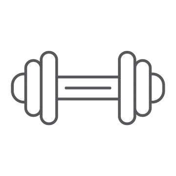 Dumbbell thin line icon, exercise and gym, barbell sign, vector graphics, a Stock Illustration