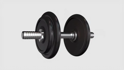 Dumbbell with transparent (alpha) background Stock Footage 252007716