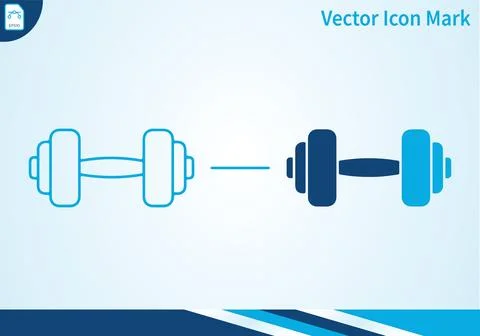 Dumbbell vector icon showing weight training and gym equipment. Stock-Illustration