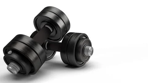 Dumbbell on white background 3d rendering for sport content. Stock Photos