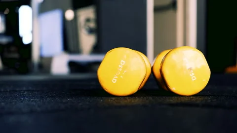 Dumbbells and bench Video stock 166976442