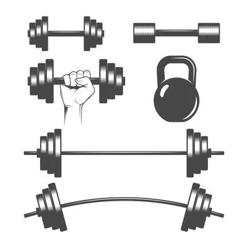 Dumbbells, barbells set Stock Illustration