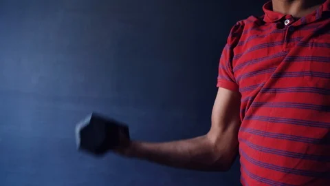 Dumbbells Biceps curl exercise Stock Footage 121443456