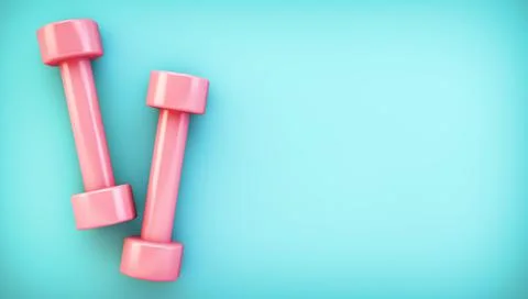 Dumbbells on blue background Stock Illustration