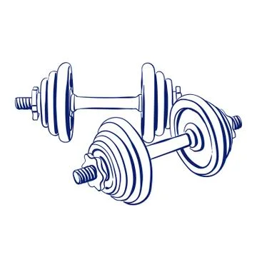 Dumbbells doodle drawing Stock Illustration