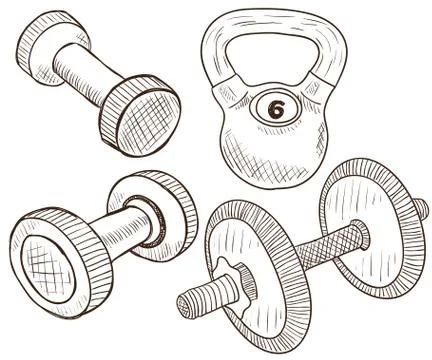 Dumbbells doodles Illustrazione stock