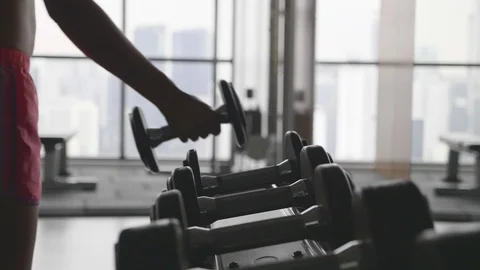 Dumbbells in the Gym Video stock 86293554