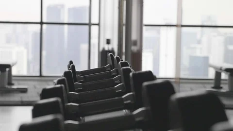 Dumbbells in the Gym Video stock 86293848