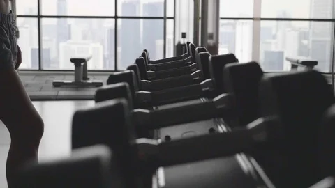 Dumbbells in the Gym Video stock 86294676