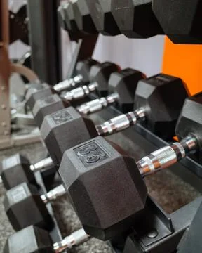 Dumbbells in the Gym Stock Photos