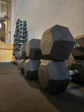 Dumbbells at the gym Stock Photos