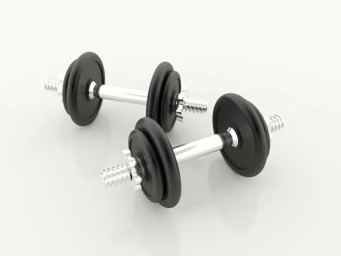 Dumbbells isolated on white background rendered Illustrazione stock