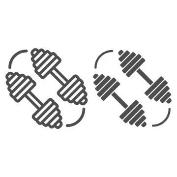 Dumbbells line and solid icon, Gym concept, barbell sign on white background Stock Illustration